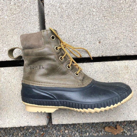 Sorel Mens Sz11 Green/Brown Cheyenne Waterproof Lace Duck Boot - Picture 13 of 14
